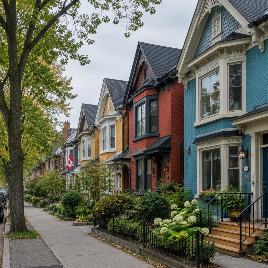 Row houses in a Canadian neighborhood